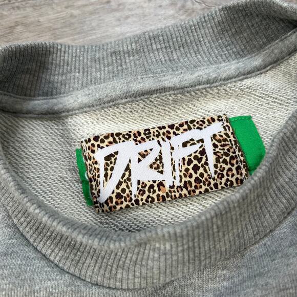 Benetton x DRIFT Cropped Sweatshirt Graphic Face Print Colorblock Trim XS - Picture 8 of 8